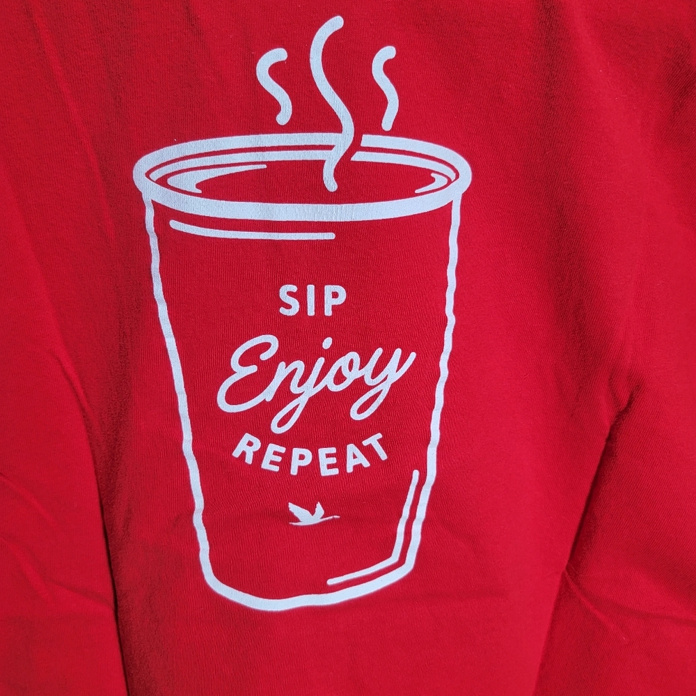 Wawa large unisex Goose front.  Back Coffee Cup "Sip Enjoy Repeat" Nice Wawa te